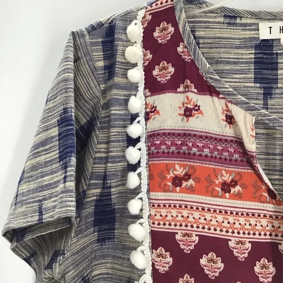 THML Women’s Multi-Patterened V-Neck Tunic Style Summer Dress Size Small - Picture 6 of 8